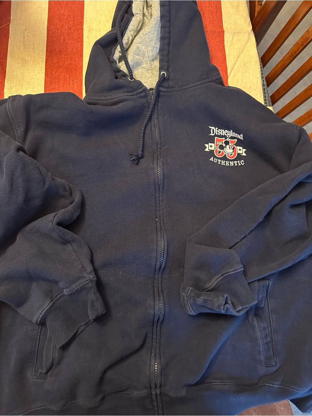 Disney Navy Blue Kids Zip-Up Hoodie with Disneyland Authentic Patch